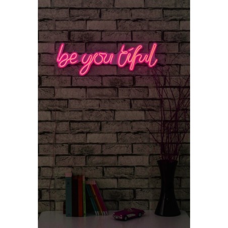 Iluminación LED decorativa de plástico Be you tiful rosa 57x19.5x2 cm