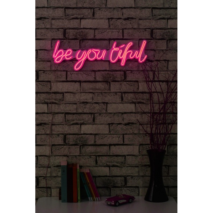 Iluminación LED decorativa de plástico Be you tiful rosa 57x19.5x2 cm