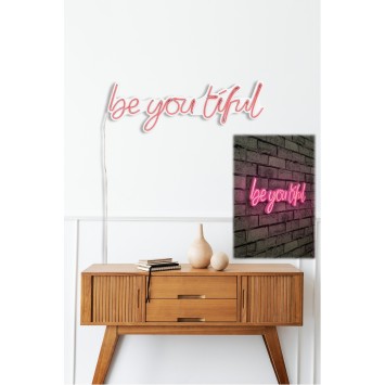 Iluminación LED decorativa de plástico Be you tiful rosa 57x19.5x2 cm