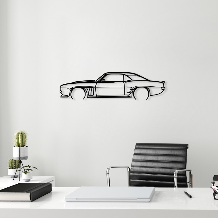 Decoración pared de metal Chevrolet Camaro Silhouette negro 70x18 cm