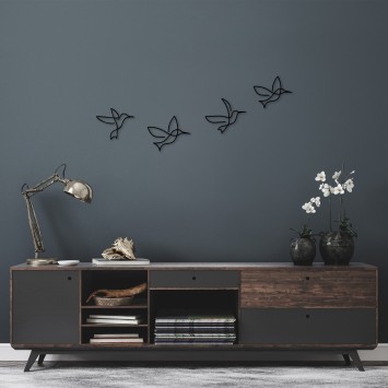 Decoración pared de metal Birds -304 negro 21x18 cm