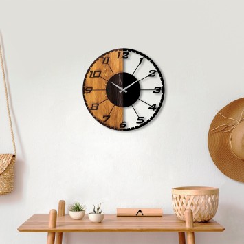 Reloj de pared madera Linear nogal negro 56x3x56 cm