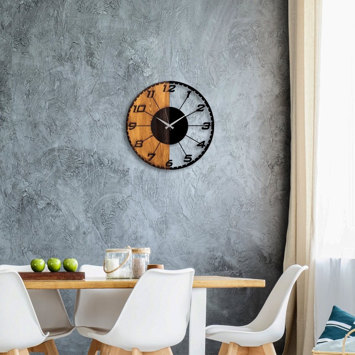 Reloj de pared madera Linear nogal negro 56x3x56 cm