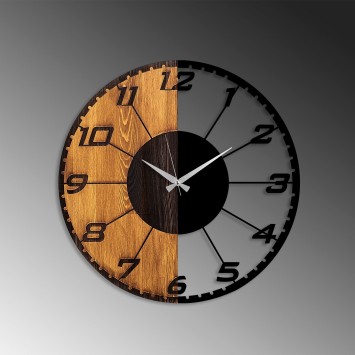 Reloj de pared madera Linear nogal negro 56x3x56 cm