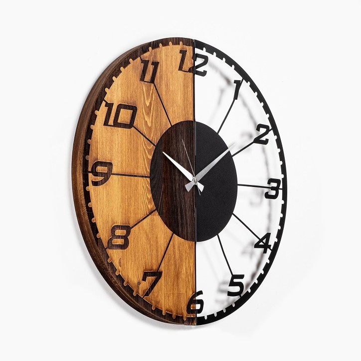 Reloj de pared madera Linear nogal negro 56x3x56 cm