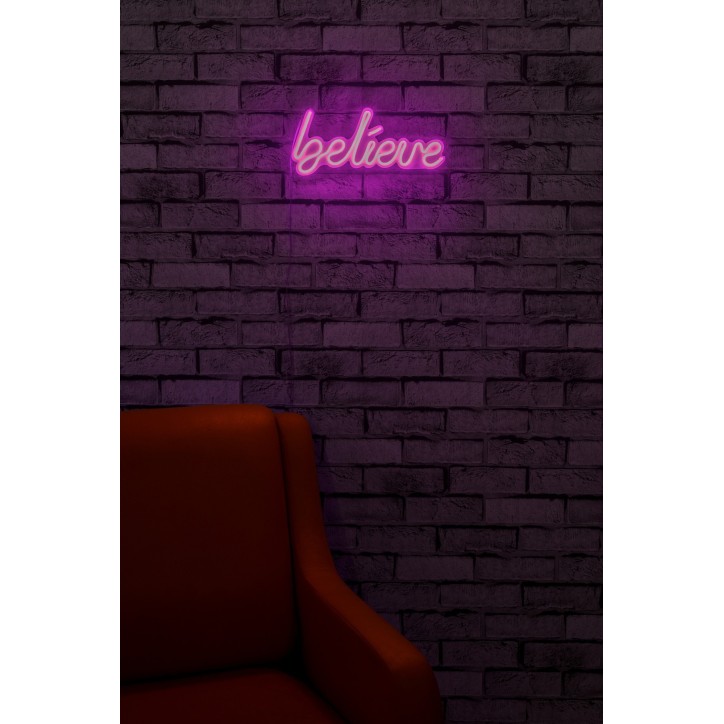 Iluminación LED decorativa de plástico Believe rosa 33x16x2 cm