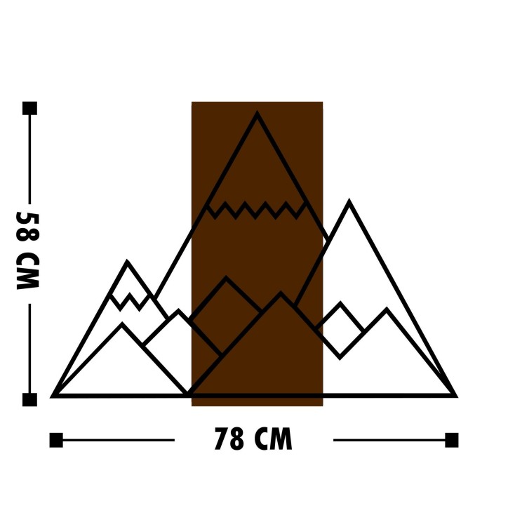 Decoración pared de madera Mountain nogal negro 78x58 cm