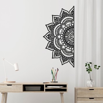 Decoración pared de metal Mandala-S-3 negro 118x1.5x59 cm