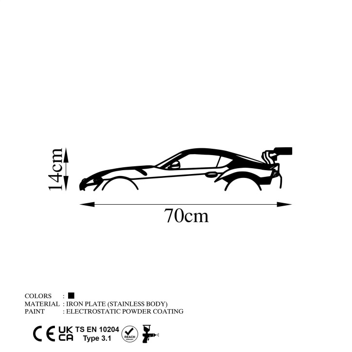 Decoración pared de metal Dodge Viper Silhouette negro 70x14 cm