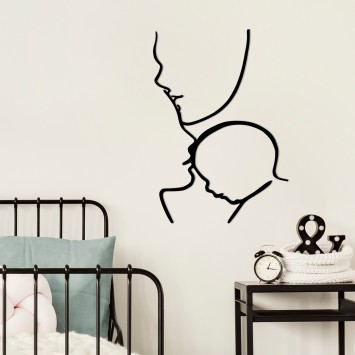 Decoración pared de metal Family negro 72x0.15x50 cm