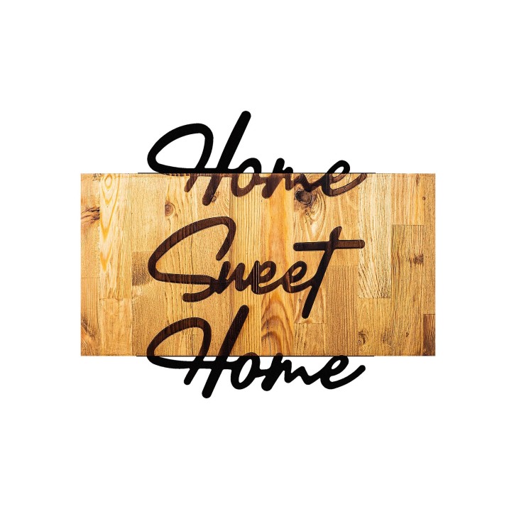 Decoración pared de madera Home Sweet Home negro 58x48x3 cm