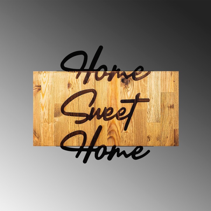 Decoración pared de madera Home Sweet Home negro 58x48x3 cm