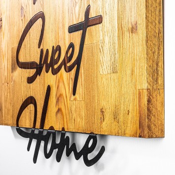 Decoración pared de madera Home Sweet Home negro 58x48x3 cm