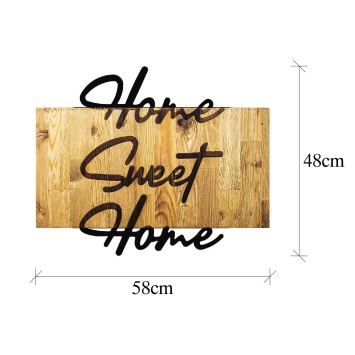 Decoración pared de madera Home Sweet Home negro 58x48x3 cm