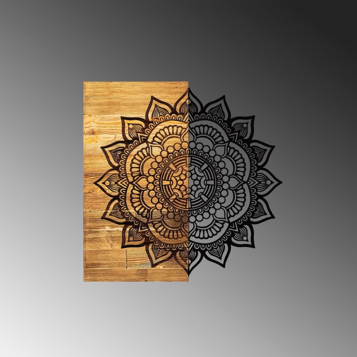 Decoración pared de madera Mandala 4 negro 59x58x3 cm