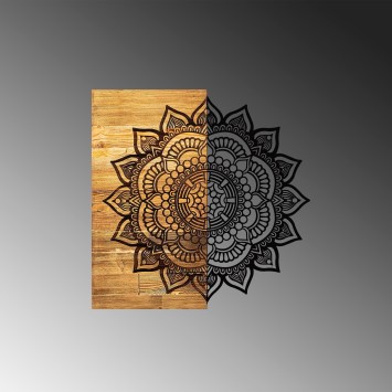 Decoración pared de madera Mandala 4 negro 59x58x3 cm