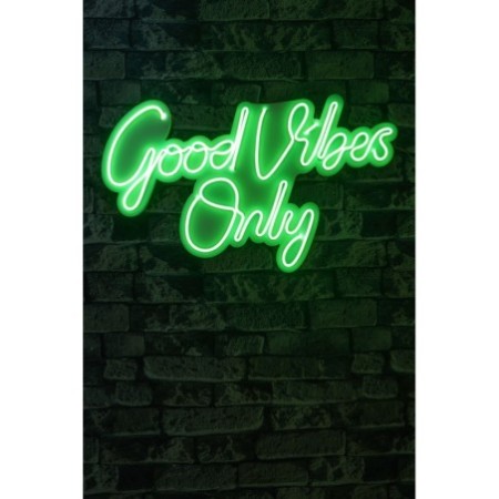 Iluminación LED decorativa de plástico Good Vibes Only 2 verde 37x62x2 cm