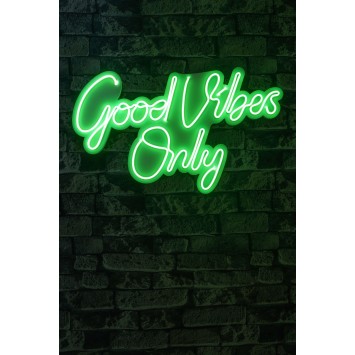 Iluminación LED decorativa de plástico Good Vibes Only 2 verde 37x62x2 cm