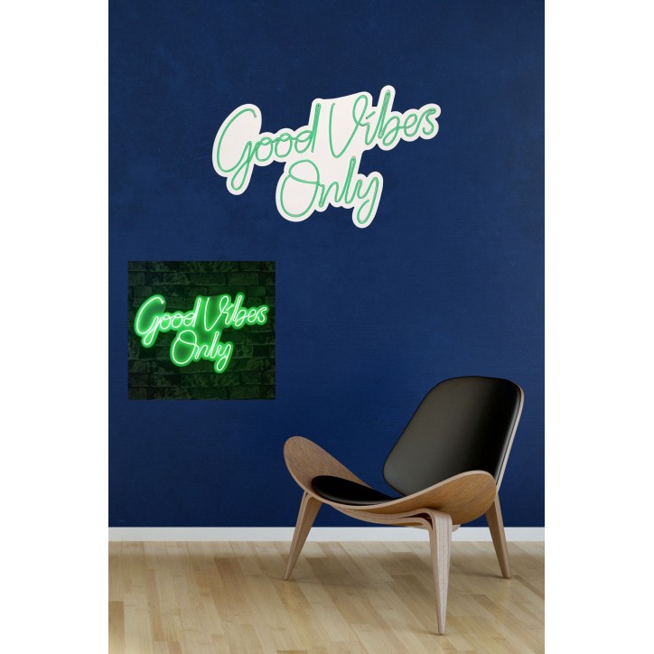 Iluminación LED decorativa de plástico Good Vibes Only 2 verde 37x62x2 cm