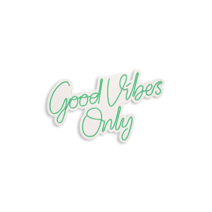 Iluminación LED decorativa de plástico Good Vibes Only 2 verde 37x62x2 cm