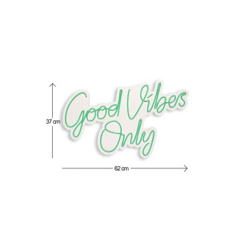 Iluminación LED decorativa de plástico Good Vibes Only 2 verde 37x62x2 cm