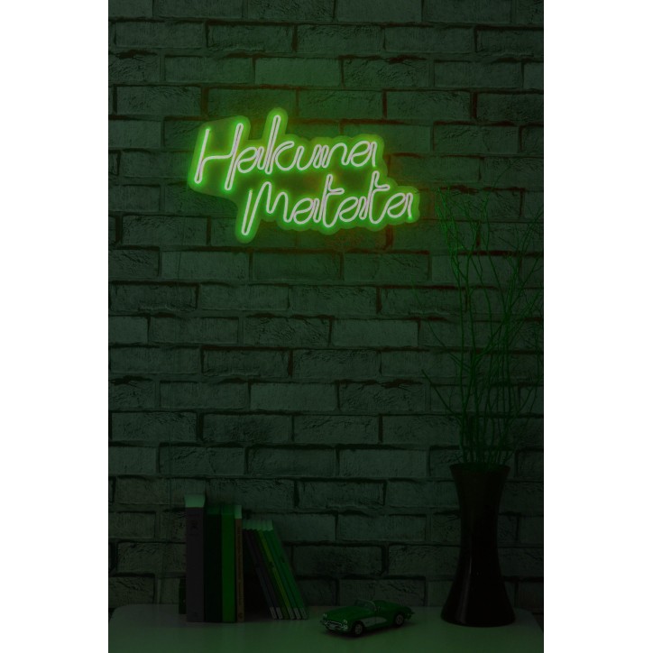 Iluminación LED decorativa de plástico Hakuna Matata verde 47x29x2 cm