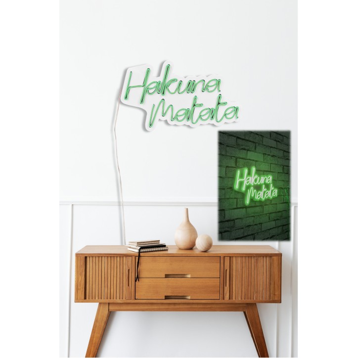 Iluminación LED decorativa de plástico Hakuna Matata verde 47x29x2 cm