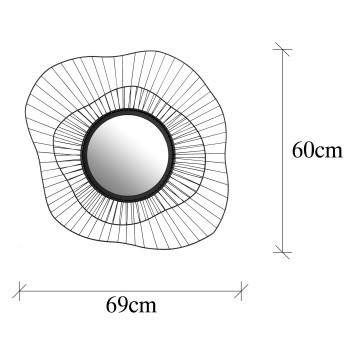 Espejo decorativo Euro Flora WM-15 negro 69x8x60 cm