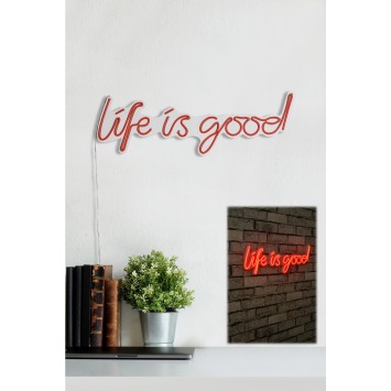 Iluminación LED decorativa de plástico Life Is Good rojo 57x17x2 cm