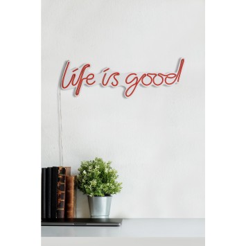 Iluminación LED decorativa de plástico Life Is Good rojo 57x17x2 cm