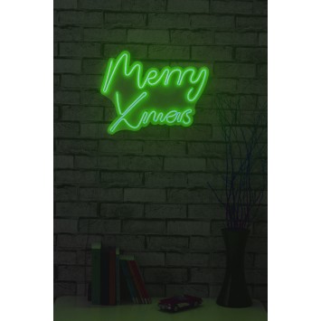 Iluminación LED decorativa de plástico Merry Christmas verde 43x33x2 cm