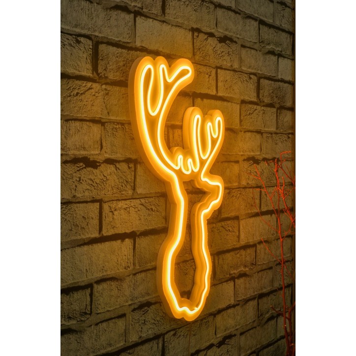 Iluminación LED decorativa de plástico Deer amarillo 21x34x2 cm