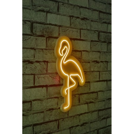 Iluminación LED decorativa de plástico Flamingo amarillo 42x23x2 cm