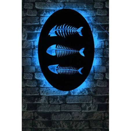 Iluminación LED decorativa Fishbones azul 60x40 cm