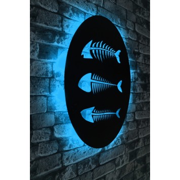 Iluminación LED decorativa Fishbones azul 60x40 cm