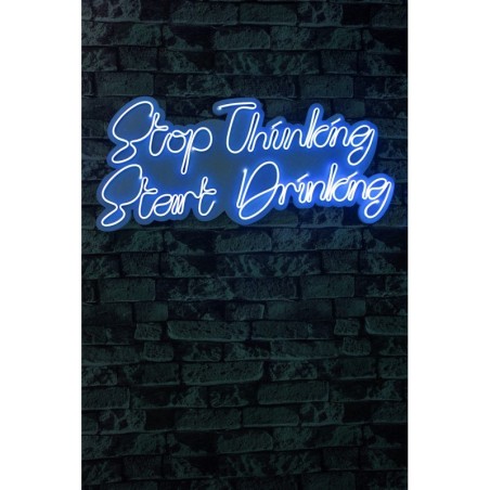 Iluminación LED decorativa de plástico Stop Thinking Start Drinking azul 34x78x2 cm