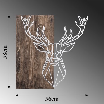 Decoración pared de madera Deer1 plata nogal 56x58 cm