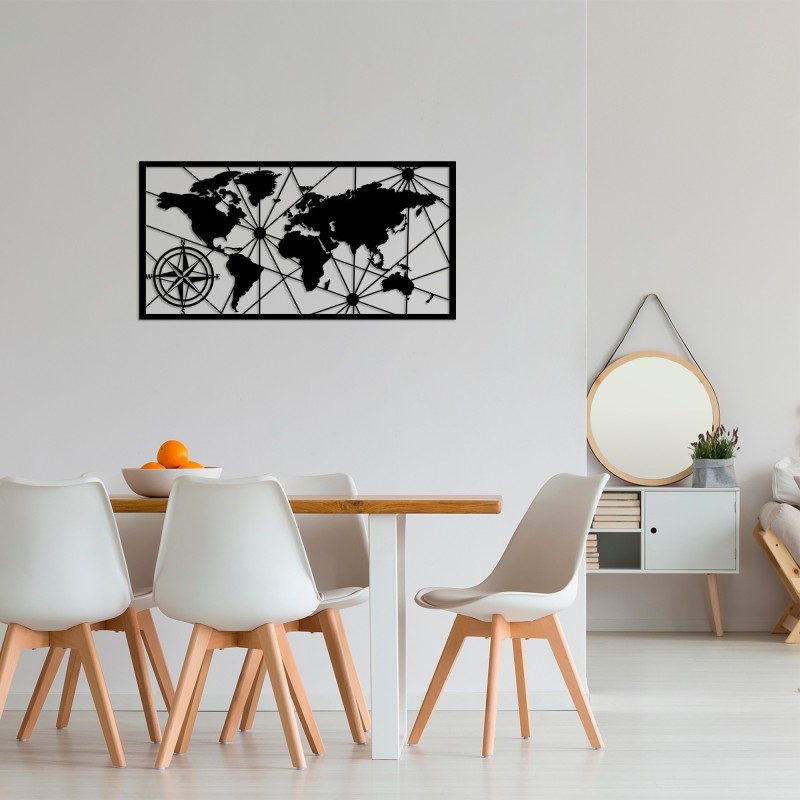 Decoración pared de metal World Map Small 2 negro 80x40 cm