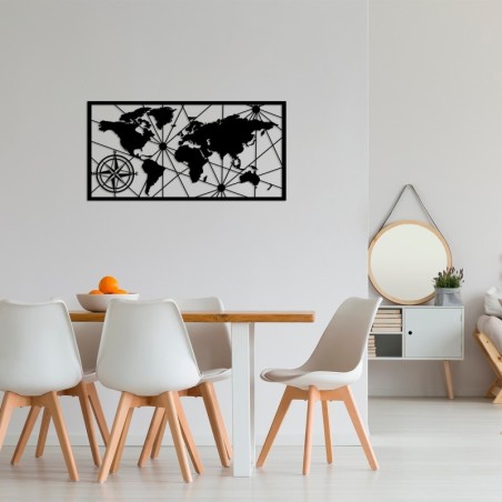 Decoración pared de metal World Map Small 2 negro 80x40 cm