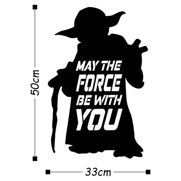 Decoración pared de metal May The Force Be With You negro 33x50 cm