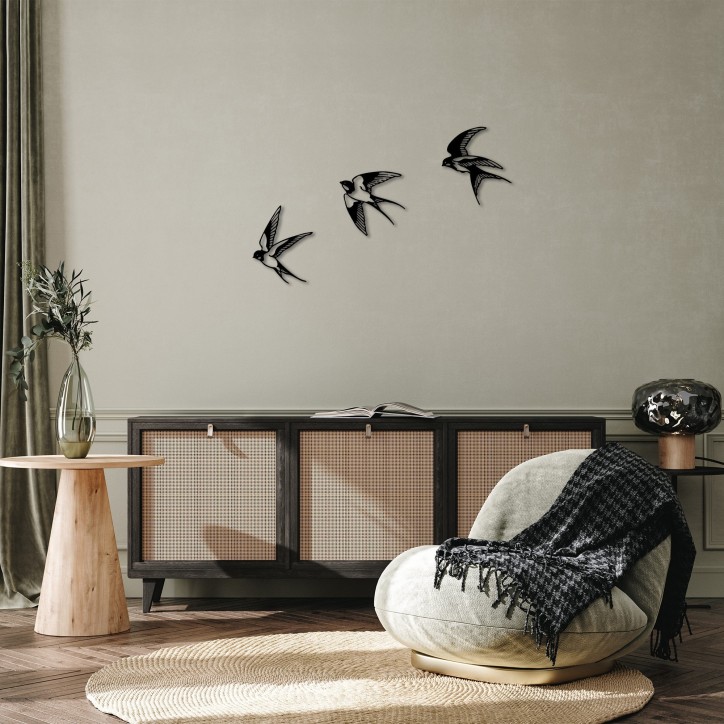 Decoración pared de metal Swallows-294 negro 21x27 cm (1 pieza)