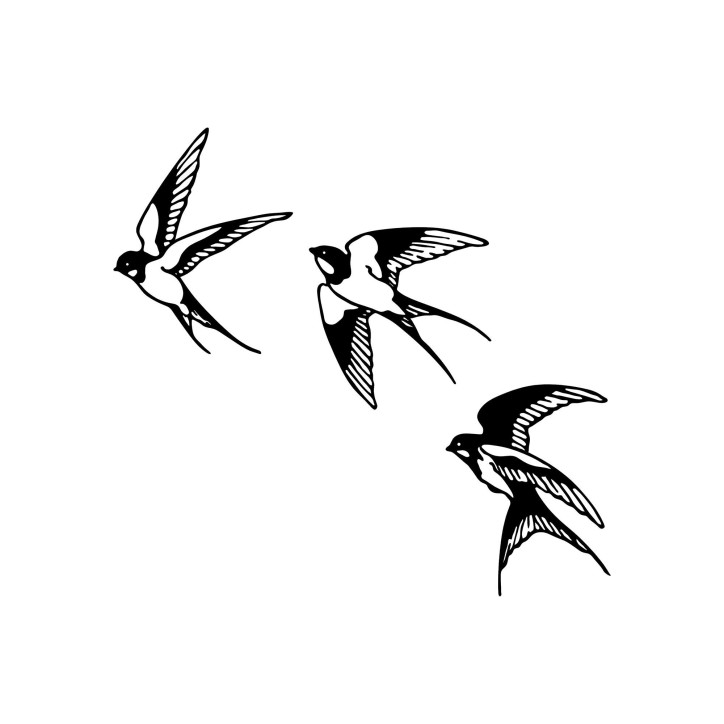 Decoración pared de metal Swallows-294 negro 21x27 cm (1 pieza)