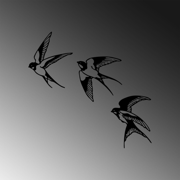 Decoración pared de metal Swallows-294 negro 21x27 cm (1 pieza)