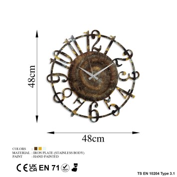 Reloj de pared metal Metal Wall Clock 15 -1 multicolor diámetro 48 cm