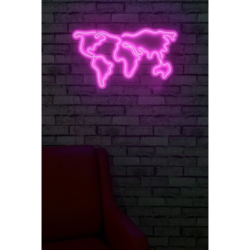 Iluminación LED decorativa de plástico World Map rosa 66x38x2 cm