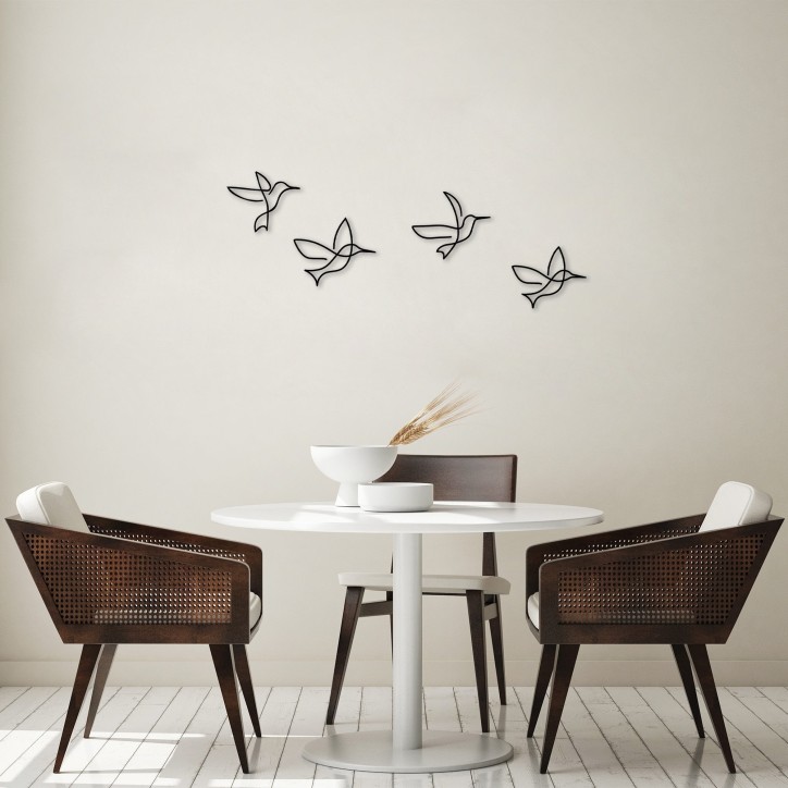 Decoración pared de metal Birds-304 negro 21x18 cm