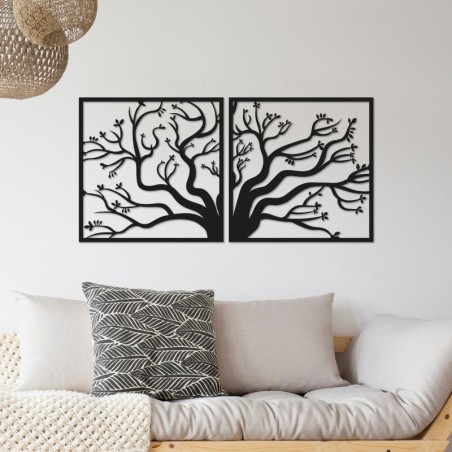 Decoración pared de metal Tree negro 100x50 cm