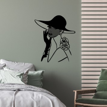 Decoración pared de metal Striped Woman negro 60x69 cm