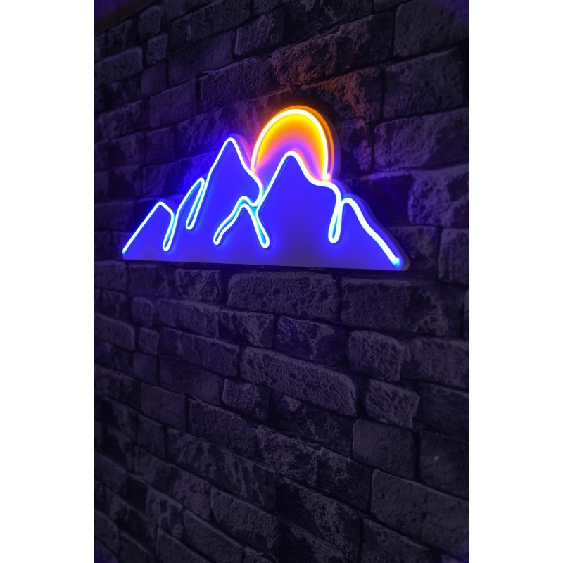 Iluminación LED decorativa de plástico Mountain azul amarillo 21x62x2 cm