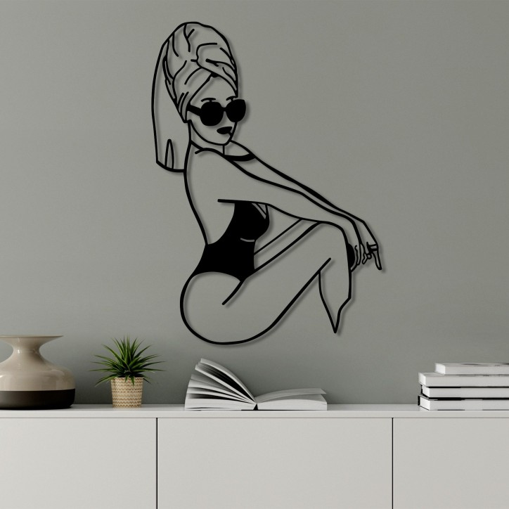 Decoración pared de metal Cool Woman negro 50x70 cm